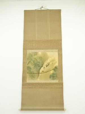 立野雪郷筆　風景　肉筆絹本掛軸